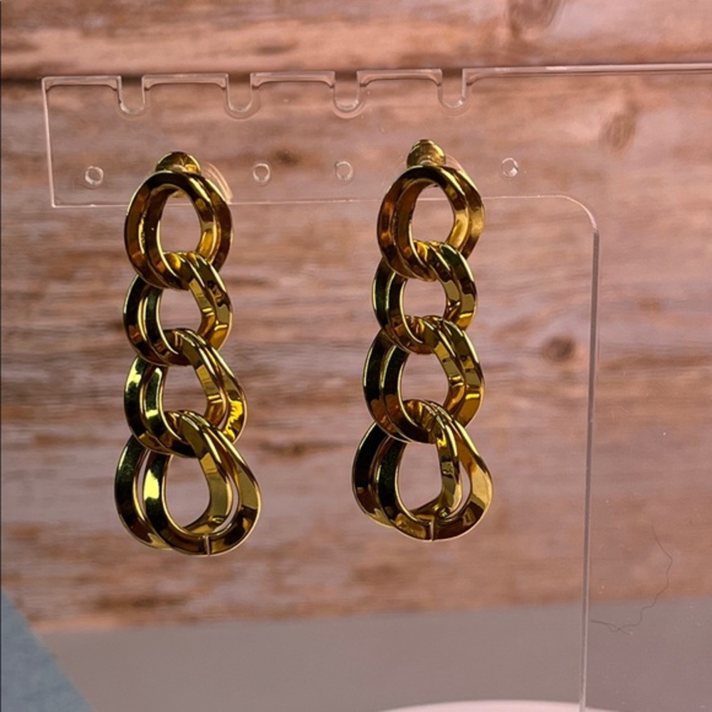 Monet Gold Interlocking Hoop Earrings